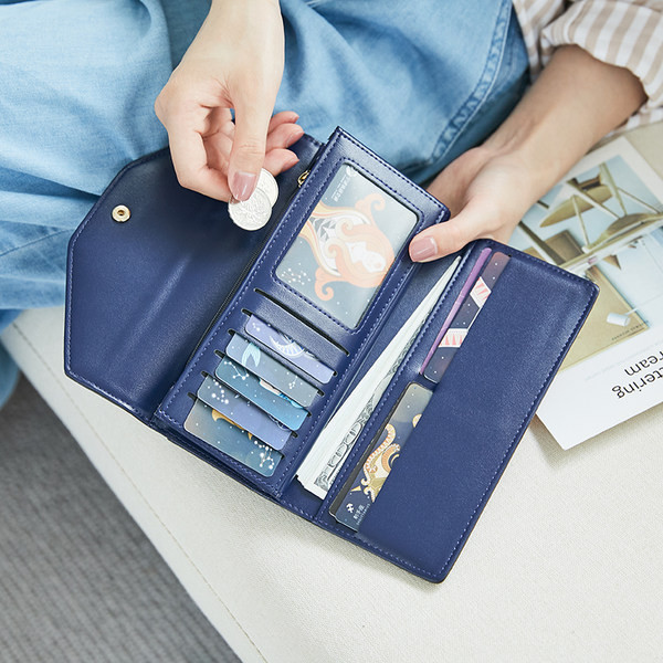 Γυναικείο έκο δερμάτινο πορτοφόλι με μεταλλική στερέωση - οικολογικό δέρμα