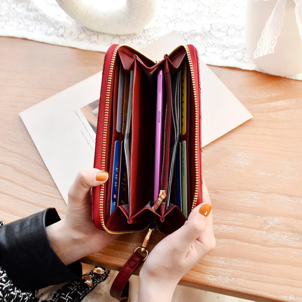Πολυλειτουργικό γυναικείο πορτοφόλι από οικολογικό δέρμα με φερμουάρ - διάφορα χρώματα