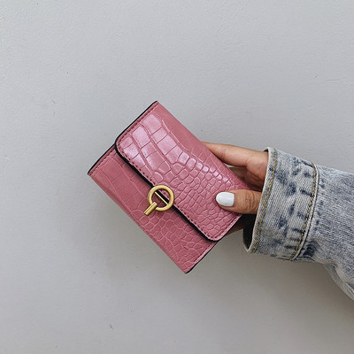 Γυναικείο έκο δερμάτινο πορτοφόλι με μεταλλικό κούμπωμα τέσσερα χρώματα