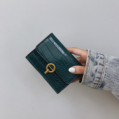 Γυναικείο έκο δερμάτινο πορτοφόλι με μεταλλικό κούμπωμα τέσσερα χρώματα