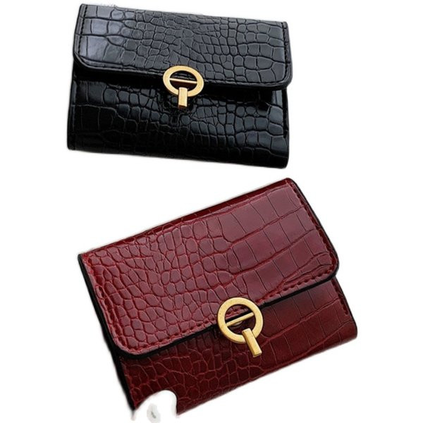 Γυναικείο έκο δερμάτινο πορτοφόλι με μεταλλικό κούμπωμα τέσσερα χρώματα