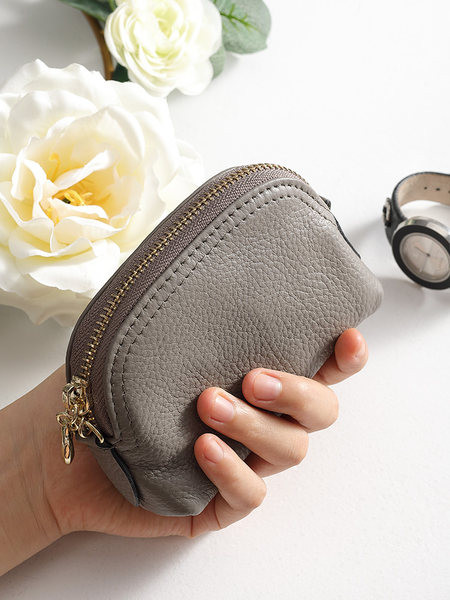 Μικρό έκο δερμάτινο πορτοφόλι με φερμουάρ για κέρματα