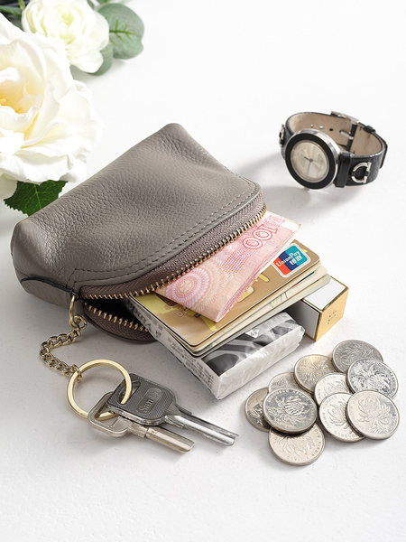 Μικρό έκο δερμάτινο πορτοφόλι με φερμουάρ για κέρματα