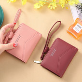 Γυναικείο έκο δερμάτινο πορτοφόλι με λαβή και φερμουάρ