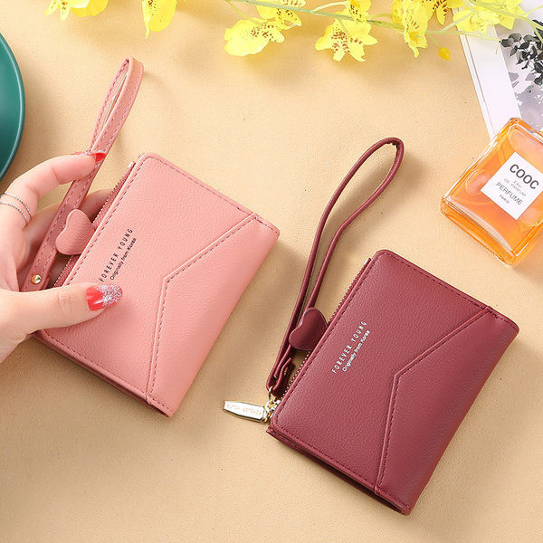 Γυναικείο έκο δερμάτινο πορτοφόλι με λαβή και φερμουάρ