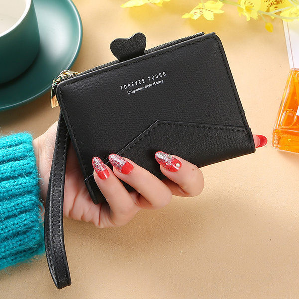 Γυναικείο έκο δερμάτινο πορτοφόλι με λαβή και φερμουάρ