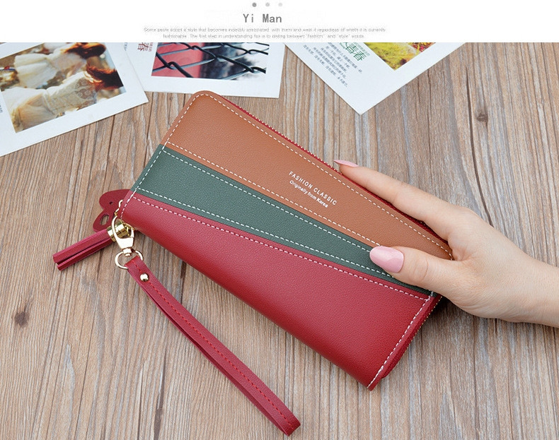 Μοντέρνο έκο δερμάτινο πορτοφόλι με κοντή λαβή και φούντα