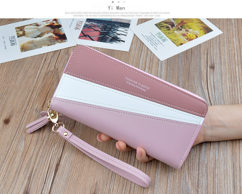 Μοντέρνο έκο δερμάτινο πορτοφόλι με κοντή λαβή και φούντα