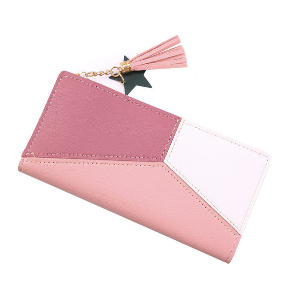 Γυναικείο έκο δερμάτινο πορτοφόλι με φερμουάρ και φούντα