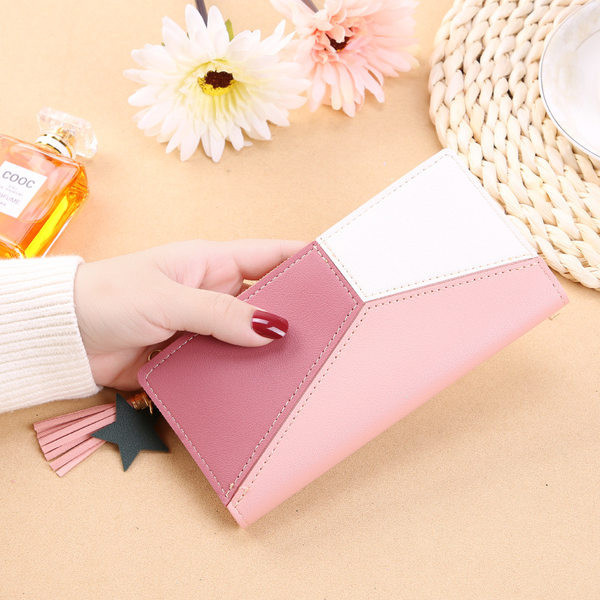 Γυναικείο έκο δερμάτινο πορτοφόλι με φερμουάρ και φούντα