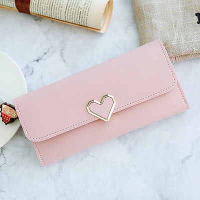 Γυναικείο έκο δερμάτινο πορτοφόλι με μεταλλικό στοιχείο - σε διάφορα χρώματα