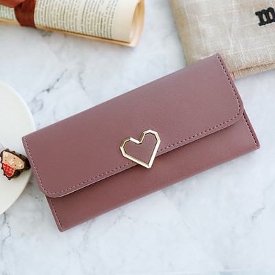 Γυναικείο έκο δερμάτινο πορτοφόλι με μεταλλικό στοιχείο - σε διάφορα χρώματα