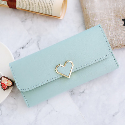 Γυναικείο έκο δερμάτινο πορτοφόλι με μεταλλικό στοιχείο - σε διάφορα χρώματα