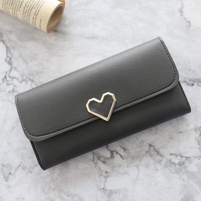 Γυναικείο έκο δερμάτινο πορτοφόλι με μεταλλικό στοιχείο - σε διάφορα χρώματα