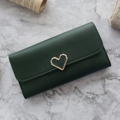 Γυναικείο έκο δερμάτινο πορτοφόλι με μεταλλικό στοιχείο - σε διάφορα χρώματα