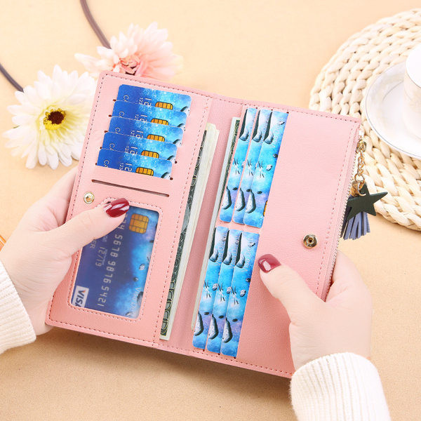 Vienkrāsains sieviešu maks ar pušķi vairākās krāsās