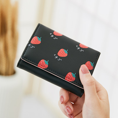 Μικρό πορτοφόλι με απλικέ χρώμα και μεταλλική στερέωση