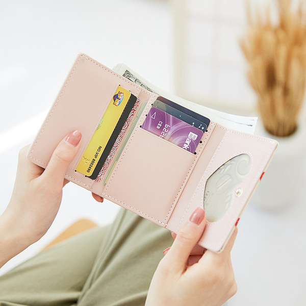 Μικρό πορτοφόλι με απλικέ χρώμα και μεταλλική στερέωση