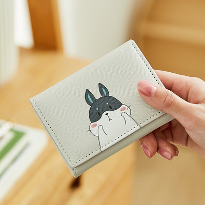 Γυναικείο μικρό πορτοφόλι με απλικέ - οικολογικό δέρμα