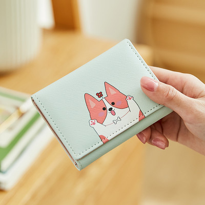 Γυναικείο μικρό πορτοφόλι με απλικέ - οικολογικό δέρμα