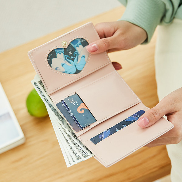 Γυναικείο μικρό πορτοφόλι με απλικέ - οικολογικό δέρμα