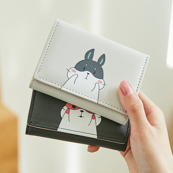 Γυναικείο μικρό πορτοφόλι με απλικέ - οικολογικό δέρμα