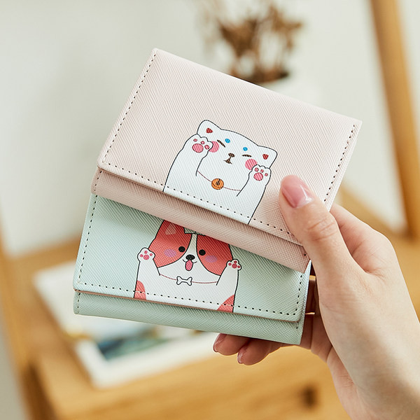 Γυναικείο μικρό πορτοφόλι με απλικέ - οικολογικό δέρμα