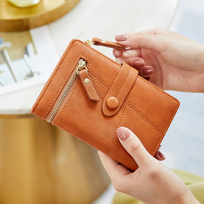 Νέο γυναικείο έκο δερμάτινο πορτοφόλι με φερμουάρ σε διάφορα χρώματα