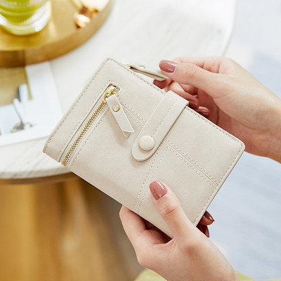 Νέο γυναικείο έκο δερμάτινο πορτοφόλι με φερμουάρ σε διάφορα χρώματα