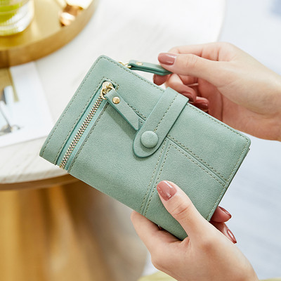 Νέο γυναικείο έκο δερμάτινο πορτοφόλι με φερμουάρ σε διάφορα χρώματα