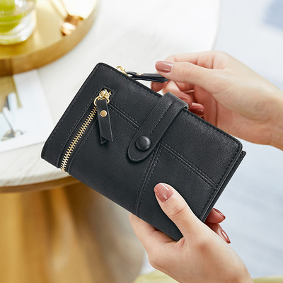 Νέο γυναικείο έκο δερμάτινο πορτοφόλι με φερμουάρ σε διάφορα χρώματα