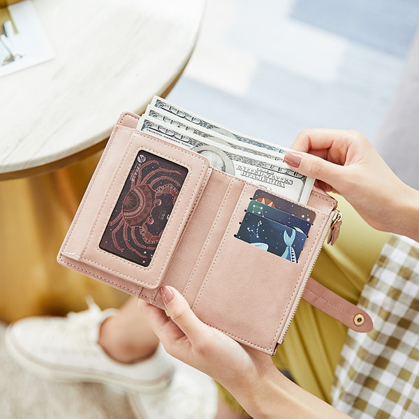 Νέο γυναικείο έκο δερμάτινο πορτοφόλι με φερμουάρ σε διάφορα χρώματα