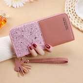 Γυναικείο έκο δερμάτινο πορτοφόλι με γυαλιστερό εφέ και λαβή