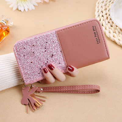 Γυναικείο έκο δερμάτινο πορτοφόλι με γυαλιστερό εφέ και λαβή