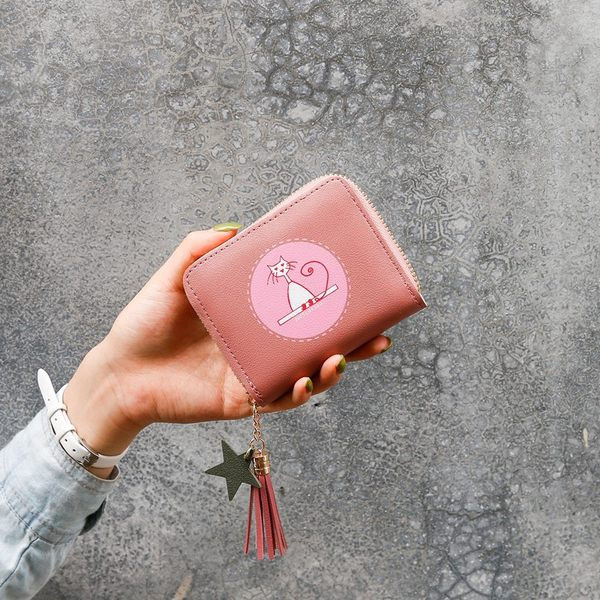 Ādas sieviešu maks ar kulonu un aplikāciju