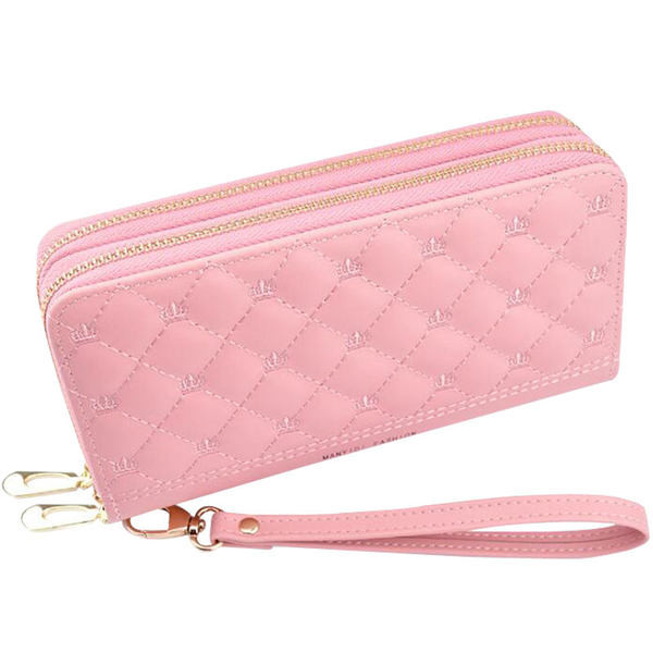 Γυναικείο έκο δερμάτινο πορτοφόλι με κέντημα - δύο διαμερίσματα