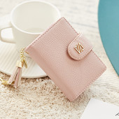 Γυναικείο έκο δερμάτινο πορτοφόλι με μεταλλικό κούμπωμα και αξεσουάρ