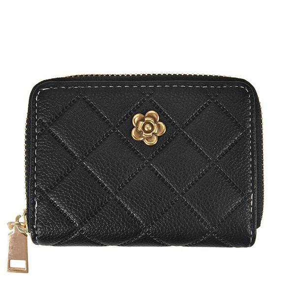 Γυναικείο μικρό πορτοφόλι με φερμουάρ και μεταλλικό στοιχείο