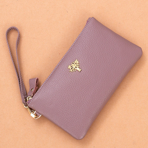 Έκο δερμάτινο πορτοφόλι με φερμουάρ και μεταλλική διακόσμηση