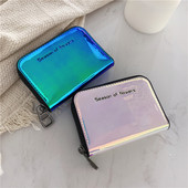 Sieviešu lakādas maks ar uzrakstu un rāvējslēdzēju