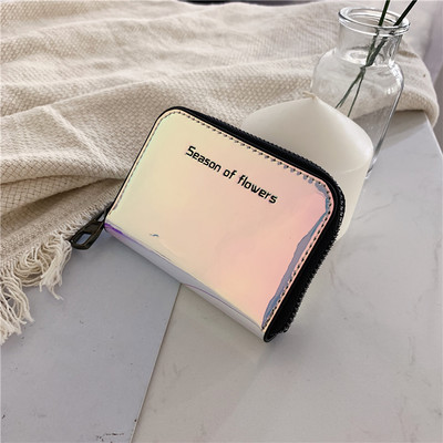 Sieviešu lakādas maks ar uzrakstu un rāvējslēdzēju