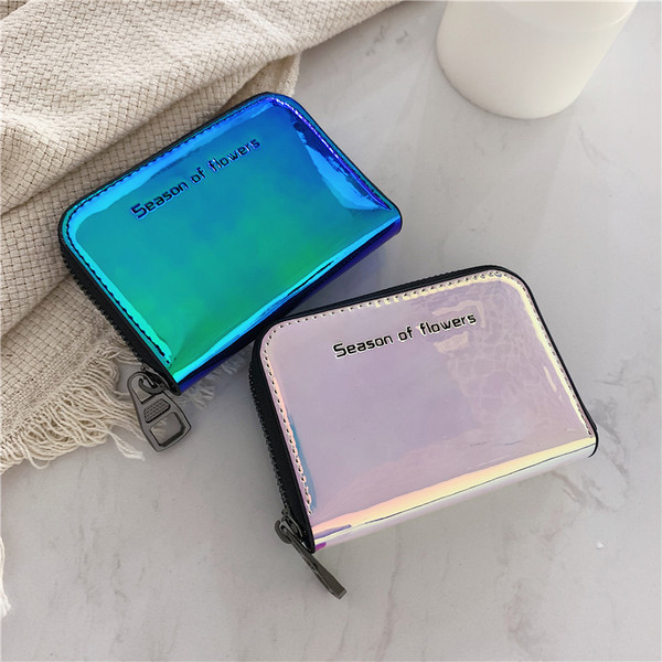 Sieviešu lakādas maks ar uzrakstu un rāvējslēdzēju