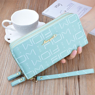 Γυναικείο έκο δερμάτινο πορτοφόλι με μεταλλική επιγραφή - δύο θήκες