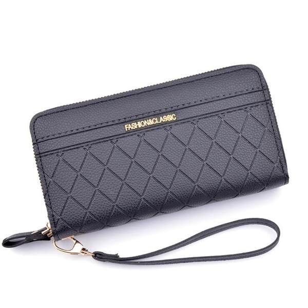 Sieviešu mākslīgās ādas maks ar metāla uzrakstu