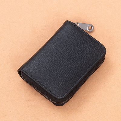 Μικρό έκο δερμάτινο πορτοφόλι με φερμουάρ για χρεωστικές κάρτες