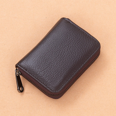 Μικρό έκο δερμάτινο πορτοφόλι με φερμουάρ για χρεωστικές κάρτες