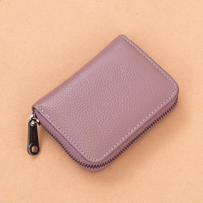 Μικρό έκο δερμάτινο πορτοφόλι με φερμουάρ για χρεωστικές κάρτες