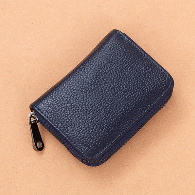 Μικρό έκο δερμάτινο πορτοφόλι με φερμουάρ για χρεωστικές κάρτες