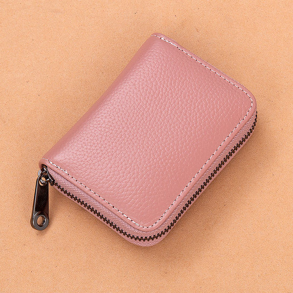 Μικρό έκο δερμάτινο πορτοφόλι με φερμουάρ για χρεωστικές κάρτες
