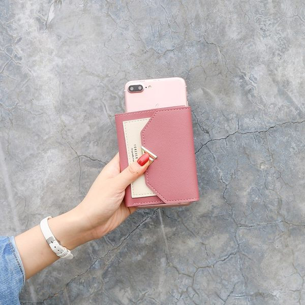 Γυναικείο έκο δερμάτινο πορτοφόλι με μεταλλικό κούμπωμα σε διάφορα χρώματα